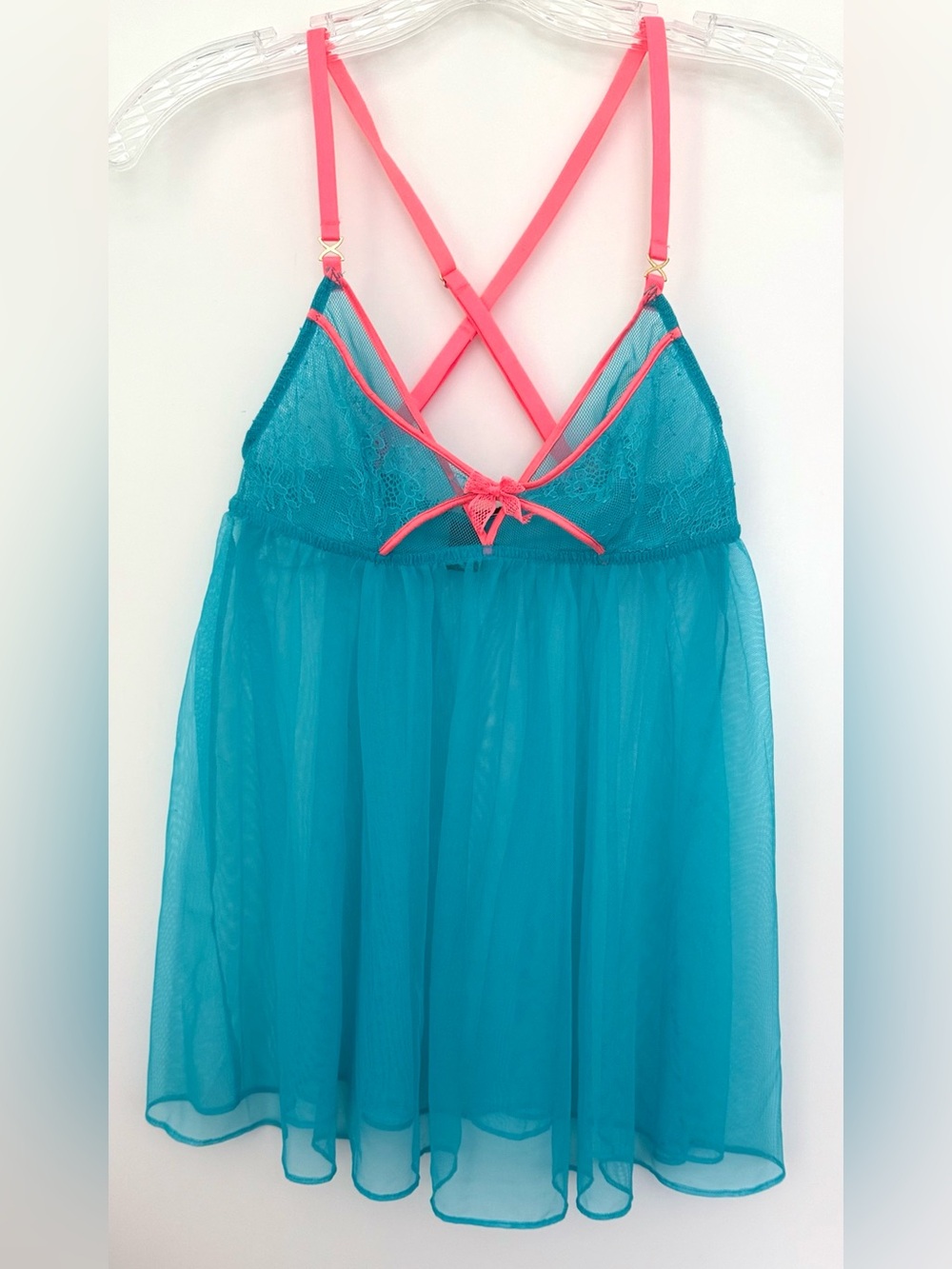 Victoria Secret Teal Sheer Mesh Babydoll Lingerie Size S